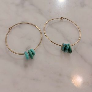 Hoop Earnings with Blue Stones